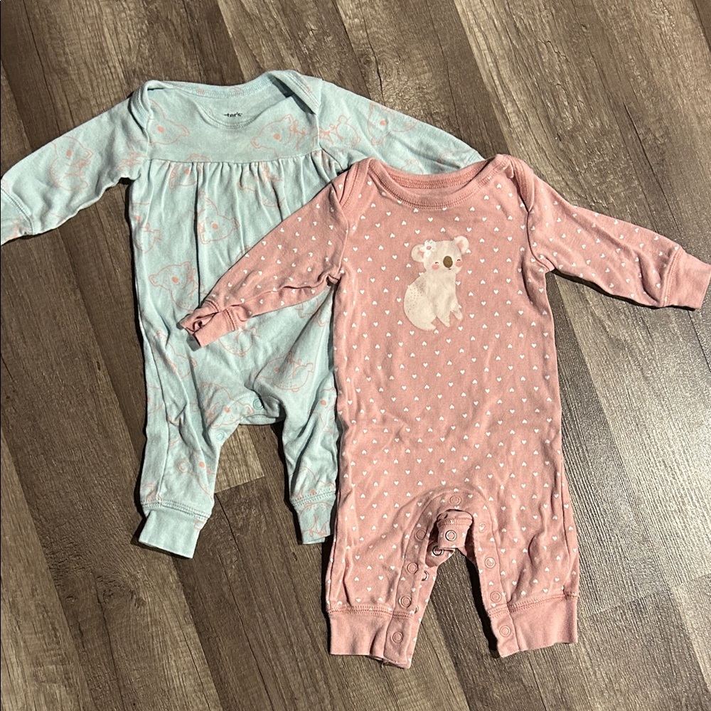 Carter's Pink and Blue Baby Rompers Size 3 Months
